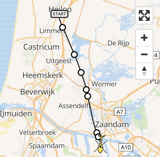 Vlucht Traumahelikopter PH-LLN van Heiloo naar Amsterdam Heliport op zondag 3 november 2024 11:17