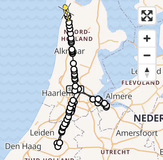 Vlucht Traumahelikopter PH-LLN van Amsterdam Heliport naar Callantsoog op zondag 3 november 2024 13:53