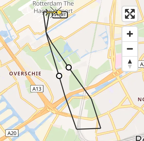 Vlucht Traumahelikopter PH-HVB van Rotterdam The Hague Airport naar Rotterdam The Hague Airport op zondag 3 november 2024 13:53
