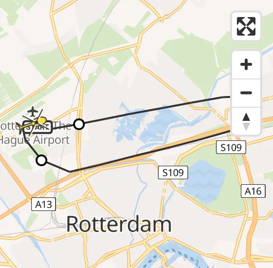 Vlucht Traumahelikopter PH-HVB van Rotterdam The Hague Airport naar Rotterdam The Hague Airport op zondag 3 november 2024 13:57