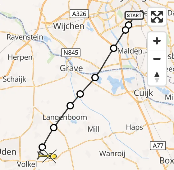 Vlucht Traumahelikopter PH-MAA van Radboud Universitair Medisch Centrum naar Vliegbasis Volkel op zondag 3 november 2024 14:38