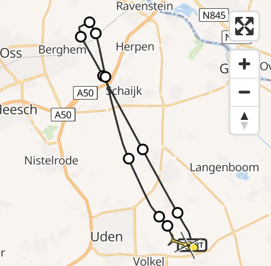 Vlucht Traumahelikopter PH-MAA van Vliegbasis Volkel naar Vliegbasis Volkel op zondag 3 november 2024 15:07