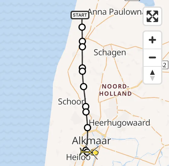 Vlucht Traumahelikopter PH-LLN van Callantsoog naar Alkmaar op zondag 3 november 2024 15:16