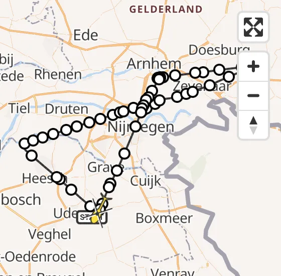 Vlucht Politiehelikopter PH-PXC van Vliegbasis Volkel naar Odiliapeel op zondag 3 november 2024 15:39