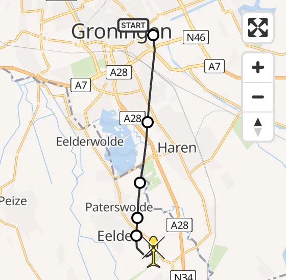 Vlucht Traumahelikopter PH-TTR van Universitair Medisch Centrum Groningen naar Groningen Airport Eelde op zondag 3 november 2024 15:47