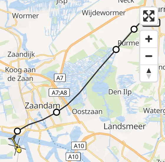 Vlucht Traumahelikopter PH-LLN van Purmerend naar Amsterdam Heliport op zondag 3 november 2024 16:22