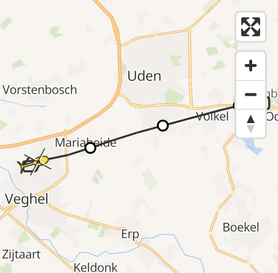 Vlucht Traumahelikopter PH-MAA van Vliegbasis Volkel naar Veghel op zondag 3 november 2024 16:36