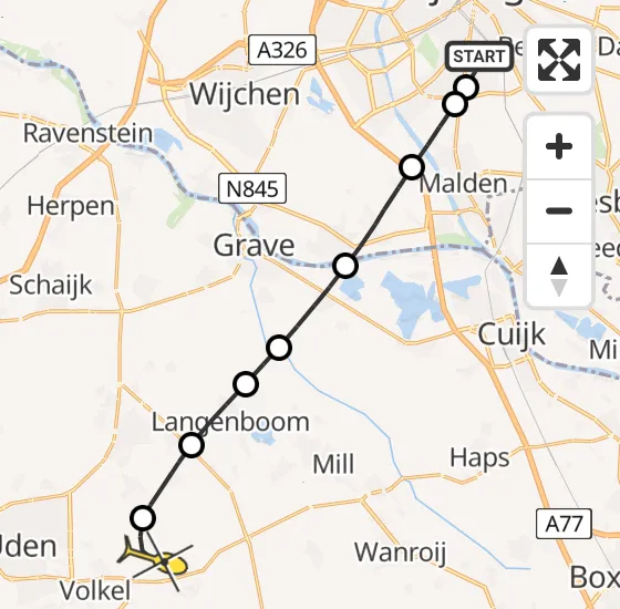 Vlucht Traumahelikopter PH-MAA van Radboud Universitair Medisch Centrum naar Vliegbasis Volkel op zondag 3 november 2024 17:59