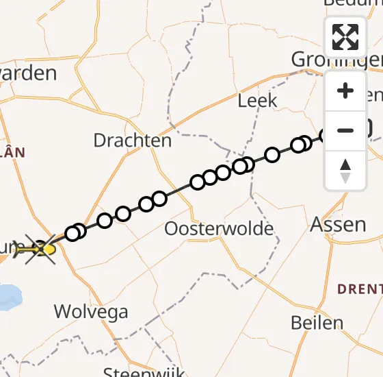 Vlucht Traumahelikopter PH-TTR van Groningen Airport Eelde naar Oudehaske op zondag 3 november 2024 18:21