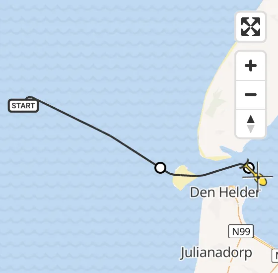 Vlucht Kustwachthelikopter PH-SAR van  naar Den Helder op zondag 3 november 2024 18:43