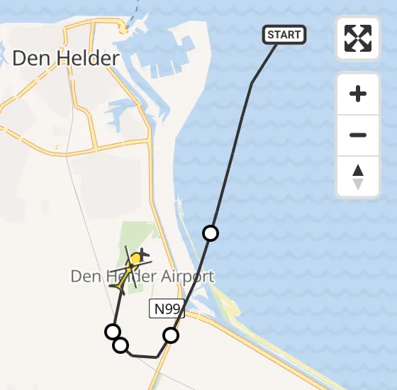 Vlucht Kustwachthelikopter PH-SAR van Den Helder naar Vliegveld De Kooy op zondag 3 november 2024 18:54