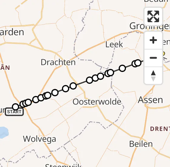 Vlucht Traumahelikopter PH-TTR van Oudehaske naar Groningen Airport Eelde op zondag 3 november 2024 19:08