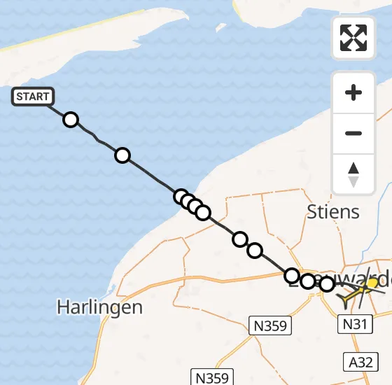 Vlucht Ambulancehelikopter PH-OOP van Formerum naar Leeuwarden op zondag 3 november 2024 20:37