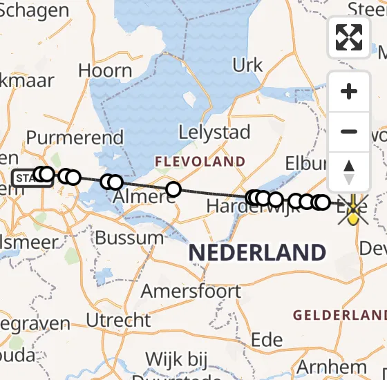 Vlucht Traumahelikopter PH-LLN van Amsterdam Heliport naar Epe op zondag 3 november 2024 20:46