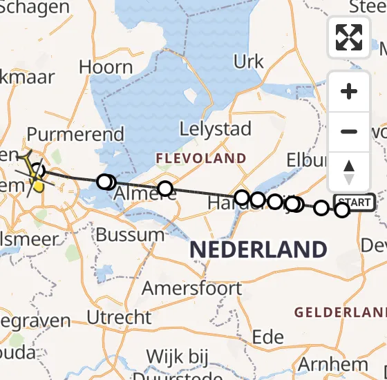 Vlucht Traumahelikopter PH-LLN van Epe naar Amsterdam Heliport op zondag 3 november 2024 21:28