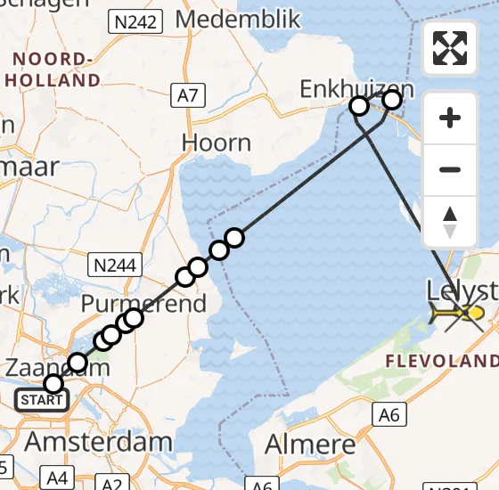 Vlucht Traumahelikopter PH-LLN van Amsterdam Heliport naar Lelystad op maandag 4 november 2024 8:32