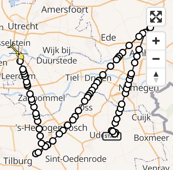 Vlucht Traumahelikopter PH-MAA van Vliegbasis Volkel naar Vianen op maandag 4 november 2024 8:49