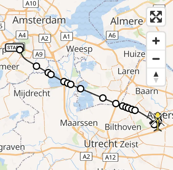 Vlucht Politiehelikopter PH-PXX van Schiphol naar Amersfoort op maandag 4 november 2024 9:23