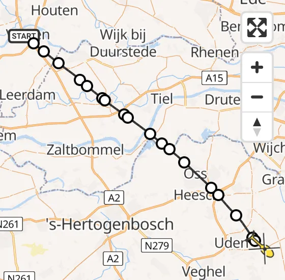 Vlucht Traumahelikopter PH-MAA van Vianen naar Vliegbasis Volkel op maandag 4 november 2024 9:57