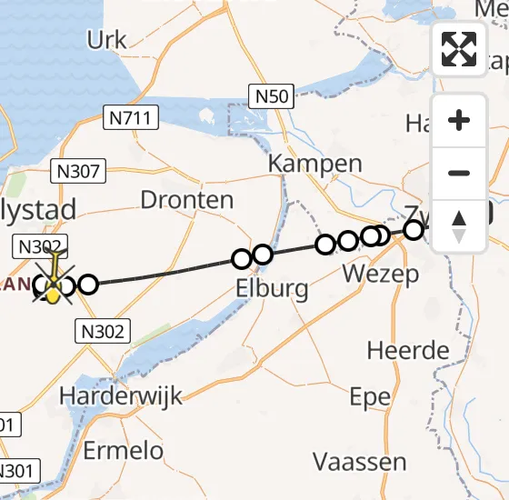 Vlucht Traumahelikopter PH-LLN van Zwolle naar Lelystad Airport op maandag 4 november 2024 10:30