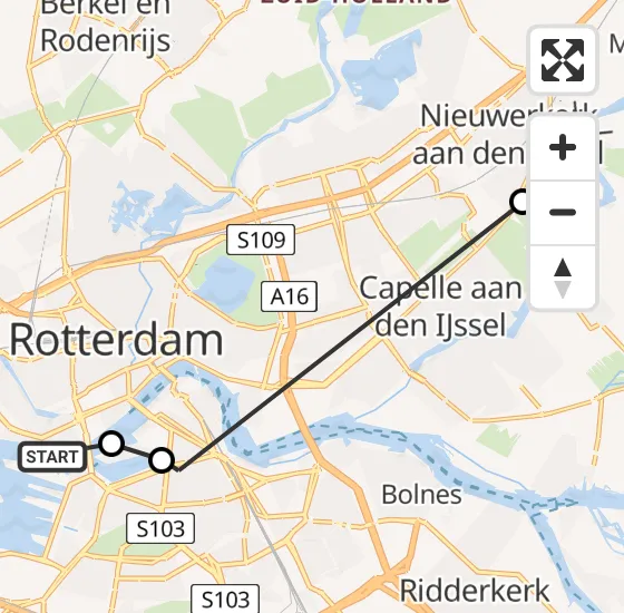 Vlucht Politiehelikopter PH-PXB van Rotterdam naar Nieuwerkerk aan den IJssel op maandag 4 november 2024 11:32