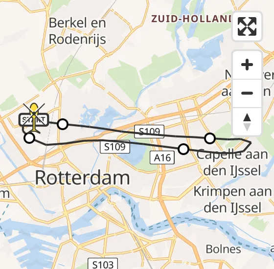 Vlucht Traumahelikopter PH-HVB van Rotterdam The Hague Airport naar Rotterdam The Hague Airport op maandag 4 november 2024 13:04