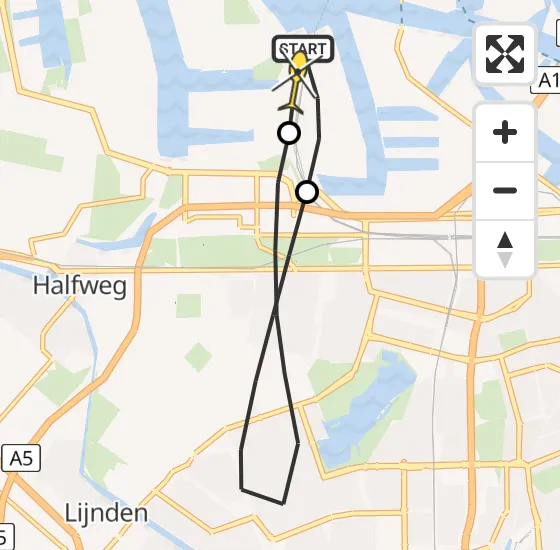 Vlucht Traumahelikopter PH-LLN van Amsterdam Heliport naar Amsterdam Heliport op maandag 4 november 2024 13:07