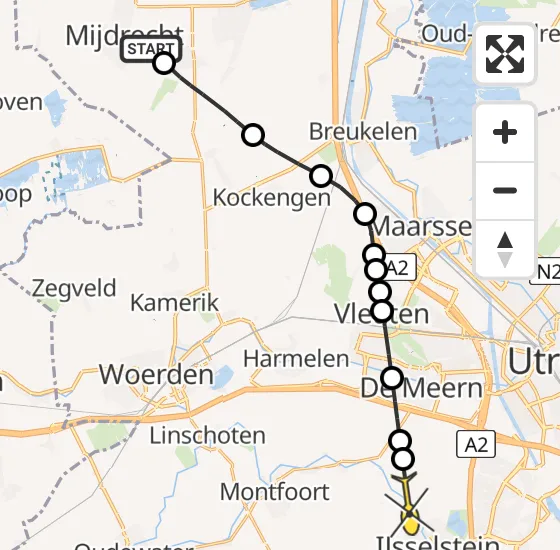 Vlucht Politiehelikopter PH-PXB van Mijdrecht naar IJsselstein op maandag 4 november 2024 13:25