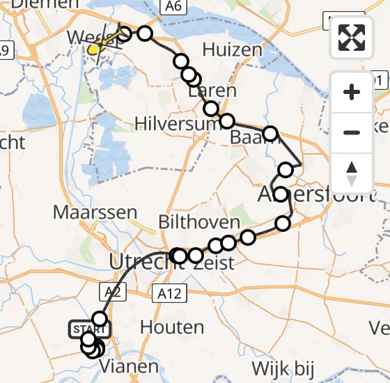 Vlucht Politiehelikopter PH-PXB van IJsselstein naar Weesp op maandag 4 november 2024 13:33