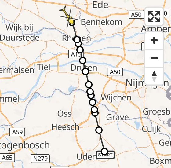 Vlucht Traumahelikopter PH-MAA van Vliegbasis Volkel naar Veenendaal op maandag 4 november 2024 15:25