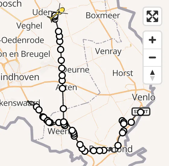 Vlucht Politiehelikopter PH-PXC van Tegelen naar Vliegbasis Volkel op maandag 4 november 2024 16:24