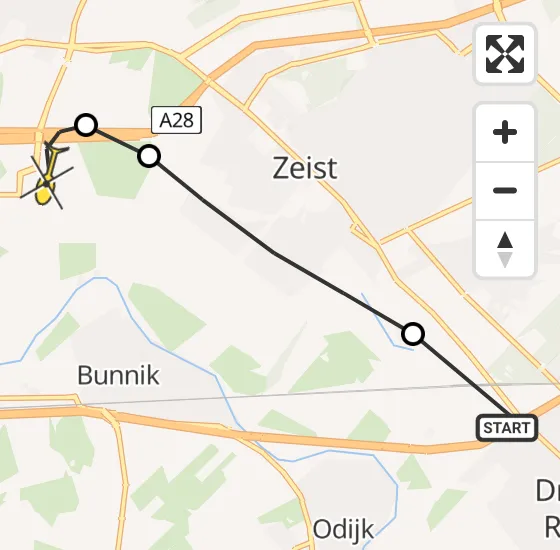 Vlucht Traumahelikopter PH-MAA van Driebergen-Rijsenburg naar Universitair Medisch Centrum Utrecht op maandag 4 november 2024 16:43