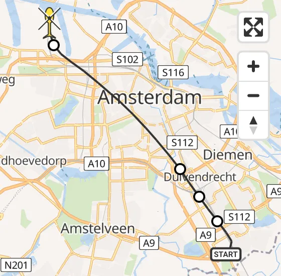 Vlucht Traumahelikopter PH-LLN van Academisch Medisch Centrum (AMC) naar Amsterdam Heliport op maandag 4 november 2024 17:59