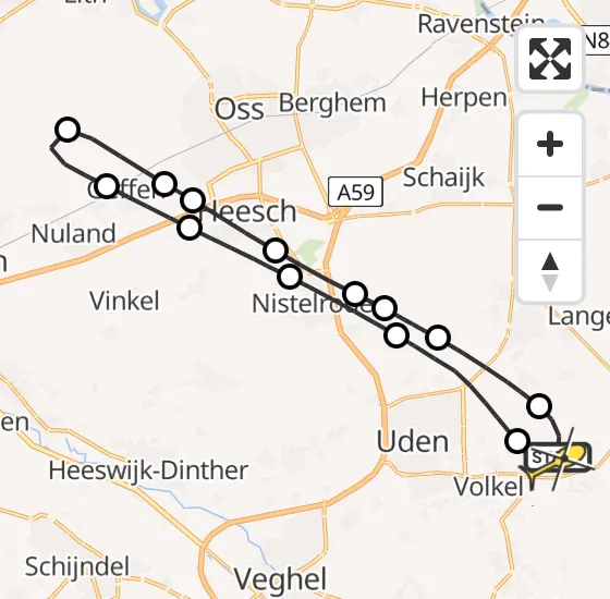 Vlucht Traumahelikopter PH-MAA van Vliegbasis Volkel naar Vliegbasis Volkel op maandag 4 november 2024 18:11