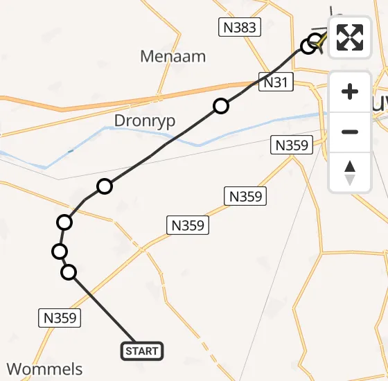 Vlucht Ambulancehelikopter PH-OOP van Hinnaard naar Vliegbasis Leeuwarden op maandag 4 november 2024 19:30