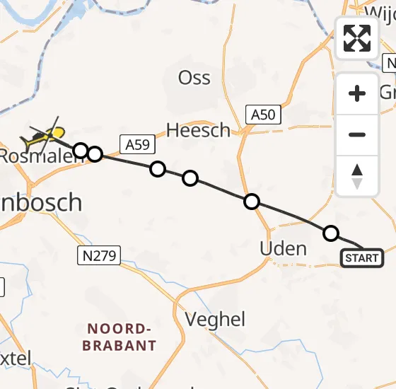 Vlucht Traumahelikopter PH-MAA van Vliegbasis Volkel naar Rosmalen op maandag 4 november 2024 20:04