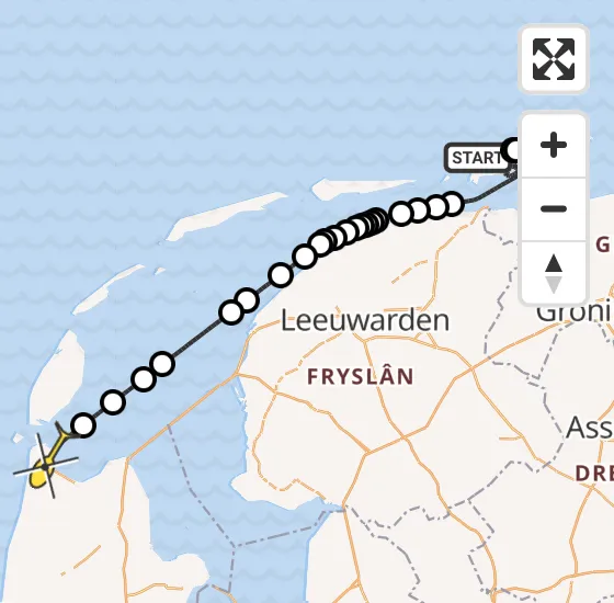 Vlucht Kustwachthelikopter PH-SAR van Schiermonnikoog naar Den Helder op maandag 4 november 2024 20:56