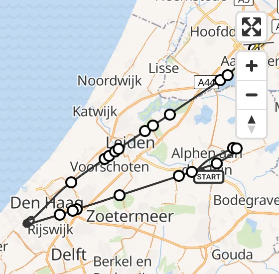 Vlucht Politiehelikopter PH-PXA van Alphen aan den Rijn naar Schiphol op maandag 4 november 2024 21:36