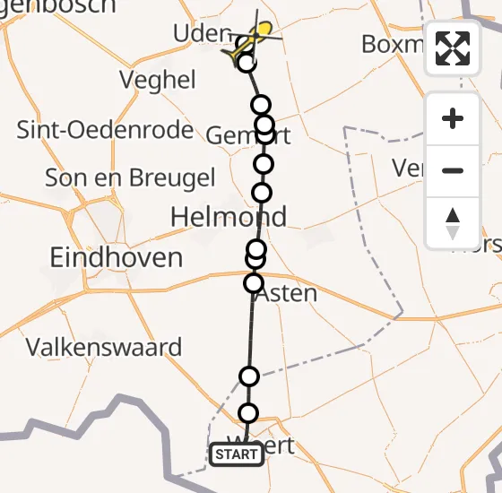 Vlucht Traumahelikopter PH-MAA van Weert naar Vliegbasis Volkel op maandag 4 november 2024 23:57