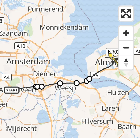 Vlucht Politiehelikopter PH-PXA van Amstelveen naar Almere op dinsdag 5 november 2024 9:26