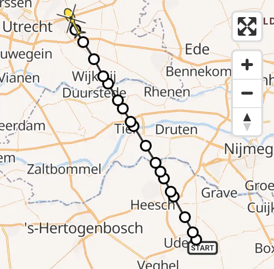 Vlucht Traumahelikopter PH-MAA van Vliegbasis Volkel naar Zeist op dinsdag 5 november 2024 9:29