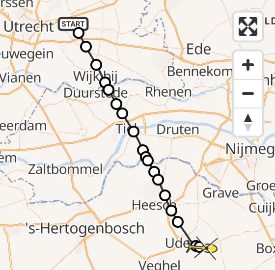 Vlucht Traumahelikopter PH-MAA van Zeist naar Vliegbasis Volkel op dinsdag 5 november 2024 9:57