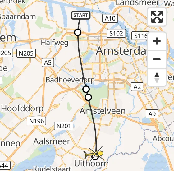 Vlucht Traumahelikopter PH-LLN van Amsterdam Heliport naar Amstelveen op dinsdag 5 november 2024 10:00