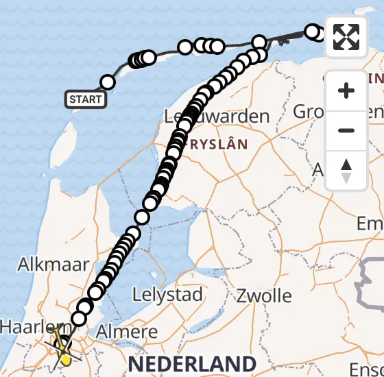 Vlucht Politiehelikopter PH-PXX van Vlieland naar Schiphol op dinsdag 5 november 2024 12:41