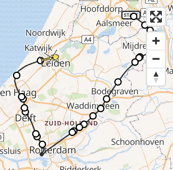 Vlucht Politiehelikopter PH-PXA van Aalsmeer naar Oegstgeest op dinsdag 5 november 2024 13:03