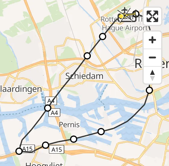 Vlucht Traumahelikopter PH-HVB van Rotterdam The Hague Airport naar Rotterdam The Hague Airport op dinsdag 5 november 2024 13:45