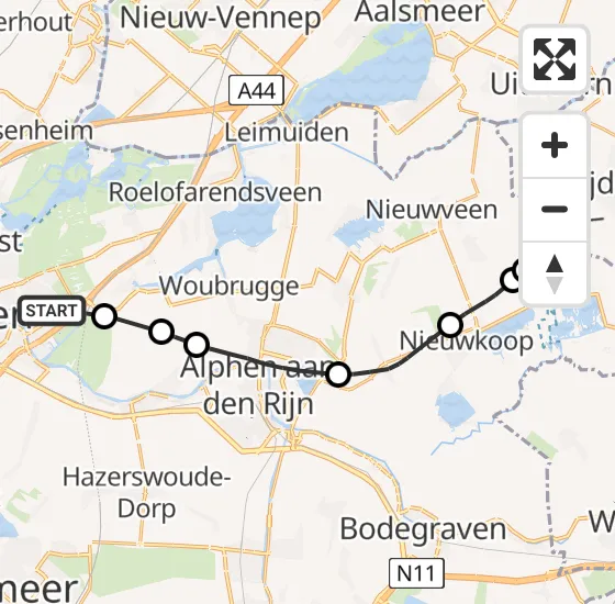 Vlucht Politiehelikopter PH-PXA van Leiderdorp naar De Hoef op dinsdag 5 november 2024 13:47