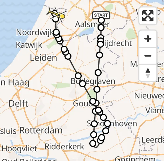 Vlucht Politiehelikopter PH-PXA van Schiphol naar Hillegom op dinsdag 5 november 2024 15:42