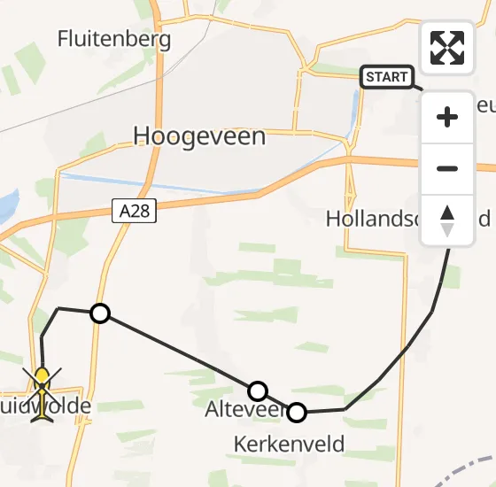 Vlucht Politiehelikopter PH-PXC van Vliegveld Hoogeveen naar Zuidwolde op dinsdag 5 november 2024 16:03