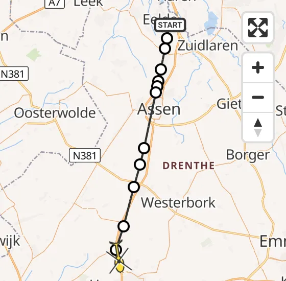 Vlucht Traumahelikopter PH-TTR van Groningen Airport Eelde naar Pesse op dinsdag 5 november 2024 17:08